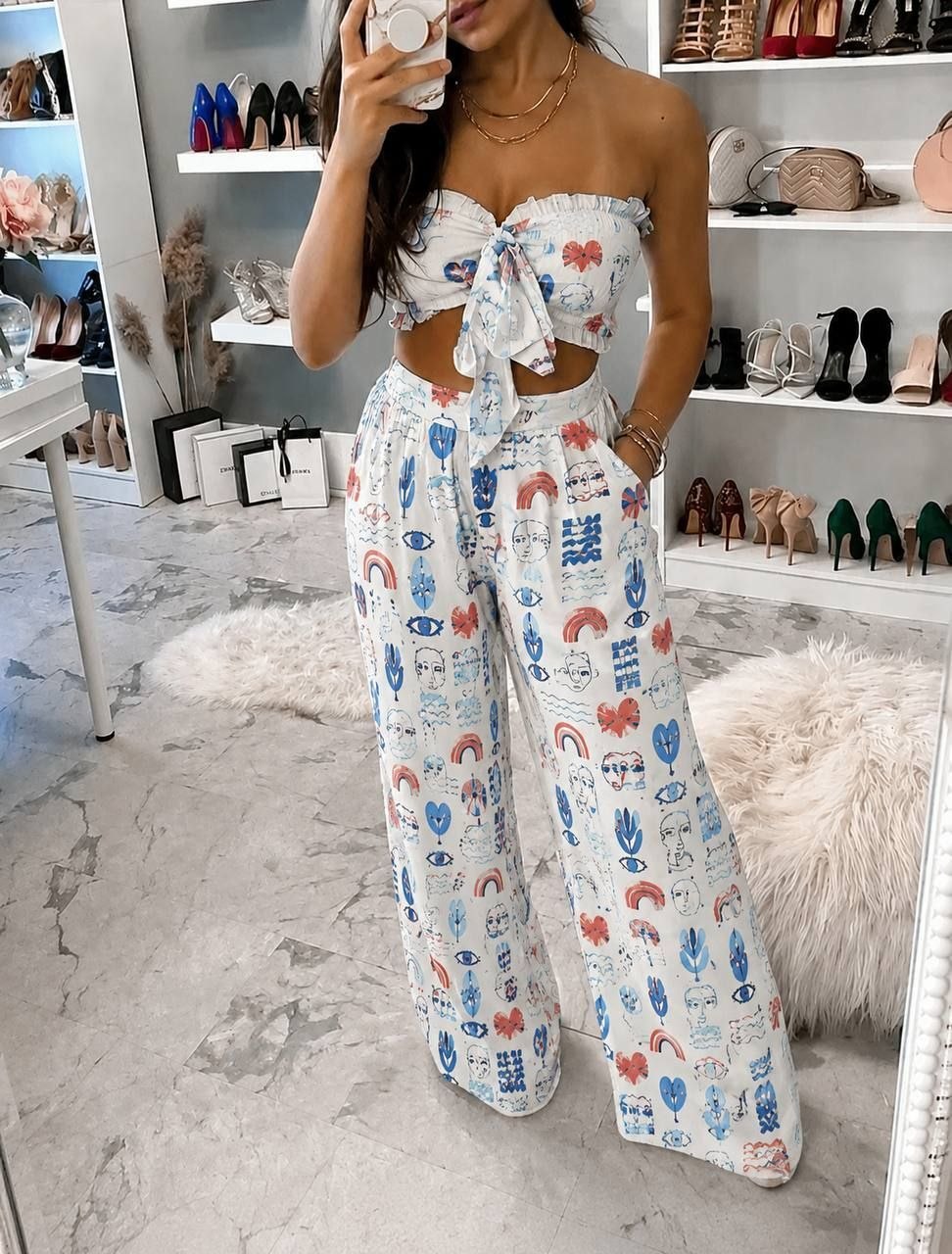 ست نیم تنه شلوار گره ای بسیار خنک